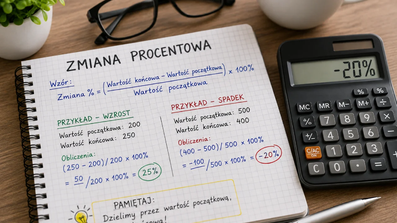 Jak obliczyć zmianę procentową? Wzór na wzrost i spadek