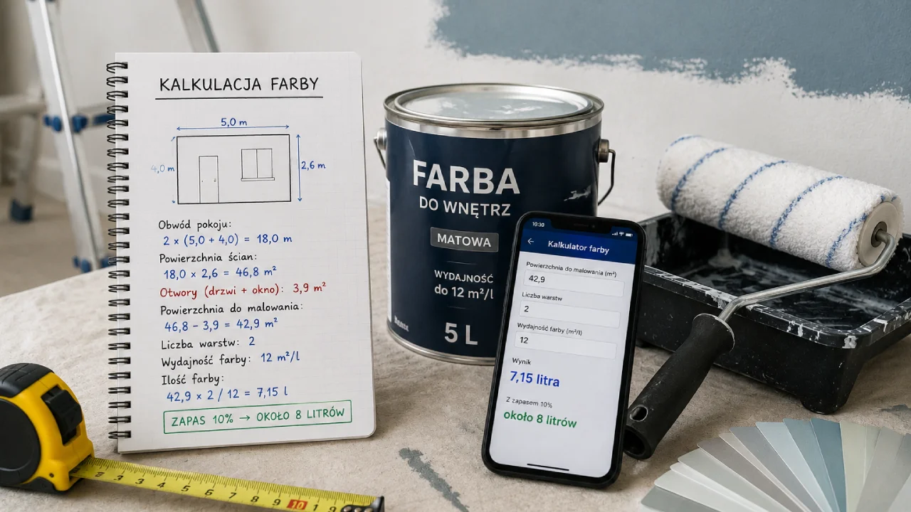 Ile farby potrzeba do pomalowania pokoju? Jak obliczyć powierzchnię ścian i zapas